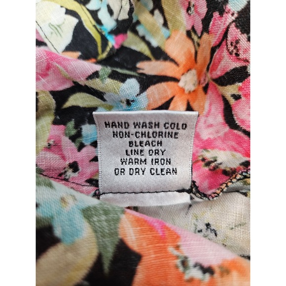Vintage Talbots Floral Linen Button Down Shirt Woman Petites 16W Colorful C7 - Picture 8 of 11